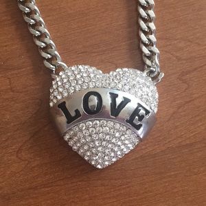 Silver CZ LOVE necklace adjustable